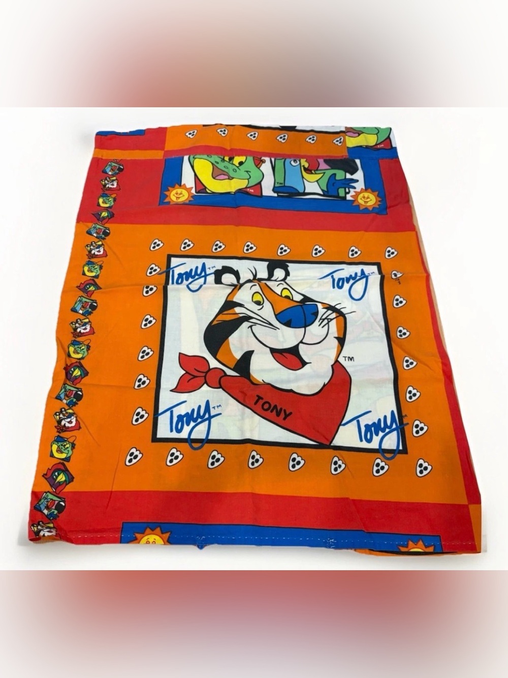 Vintage Tony The Tiger Pillowcase Hand Made Cereal Print 90s Fabric Retro Kids